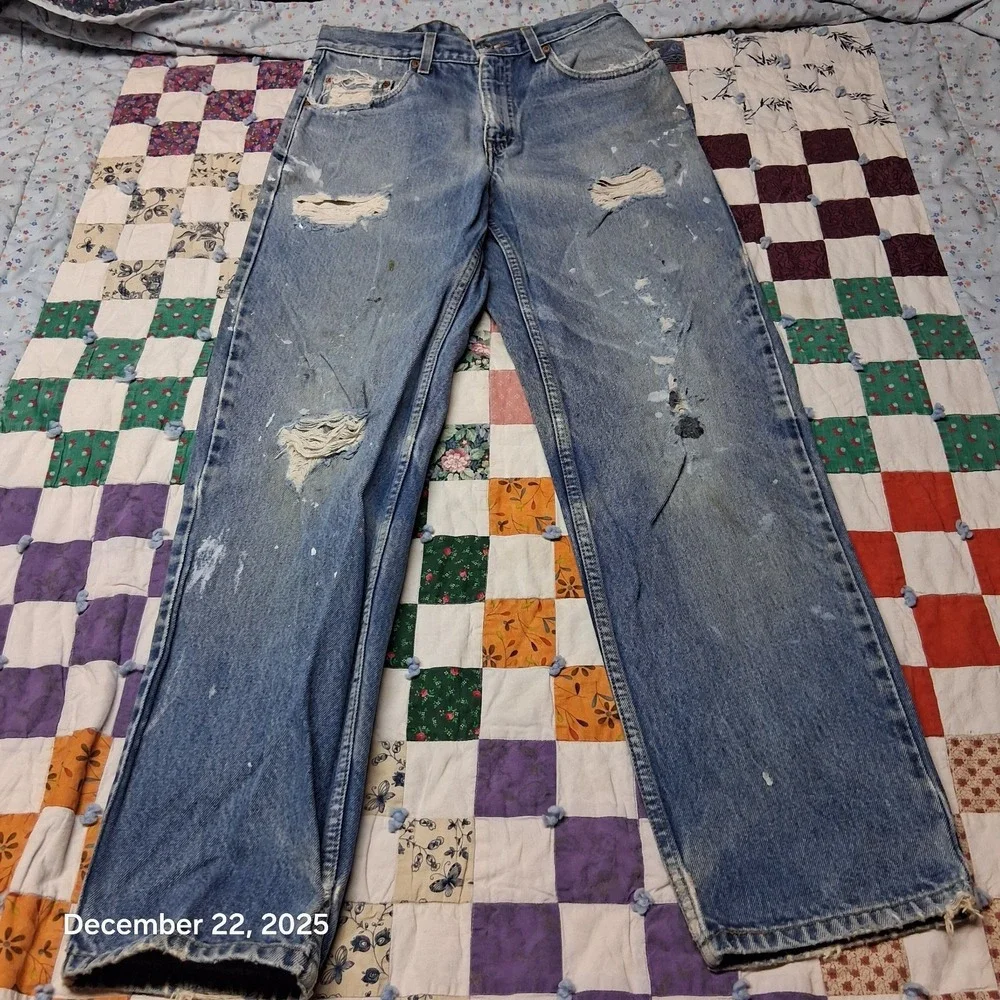 VTG Thrashed Distressed Levi 550 Jeans 30x32 Blue Grunge‎ Y2K 90s